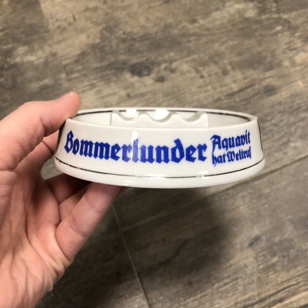 Vintage Bommerlunder Aquavit Bavaria Ceramic Advertising Ashtray